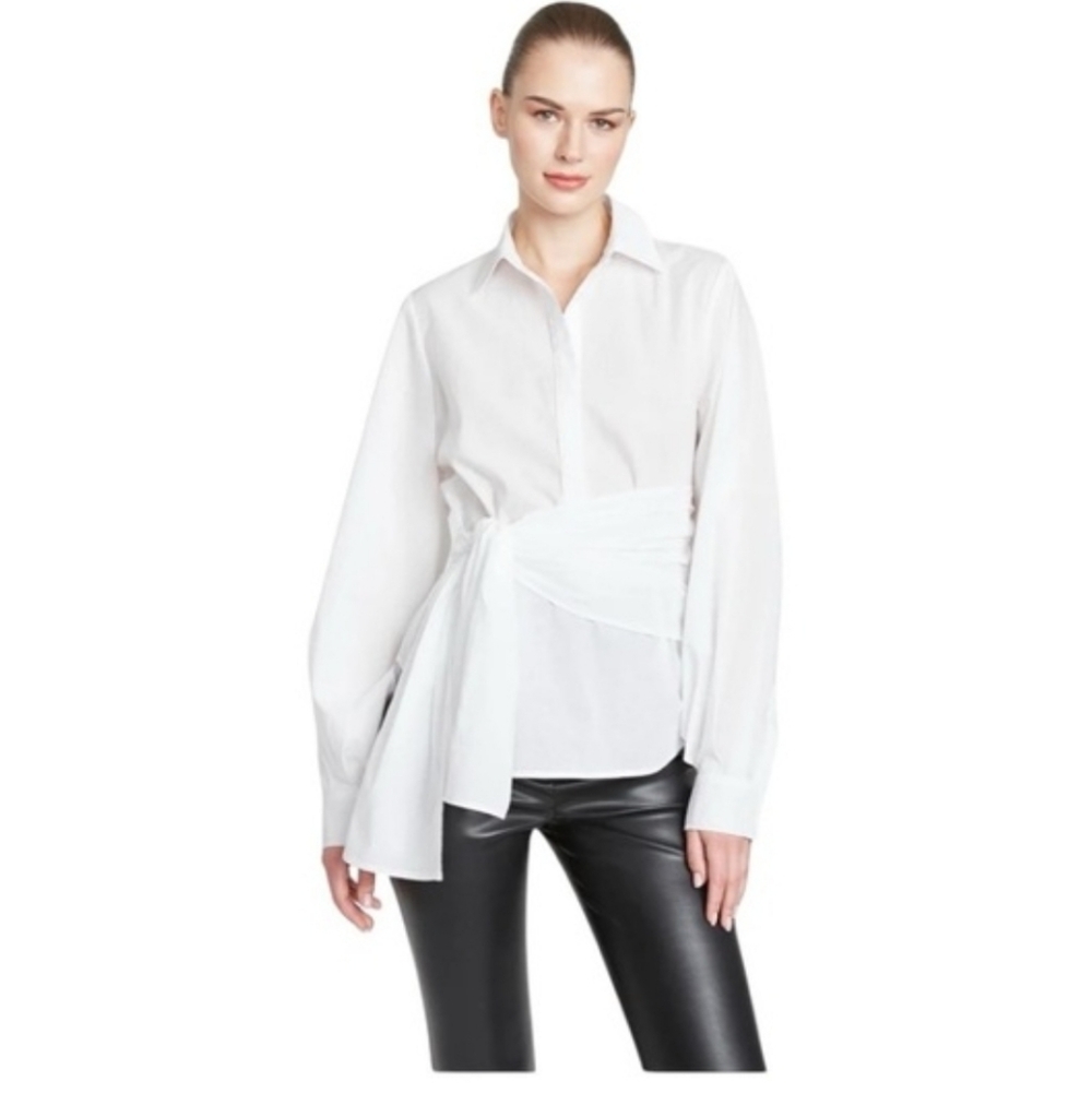 NWT AMUR Leo Poplin Tie Top